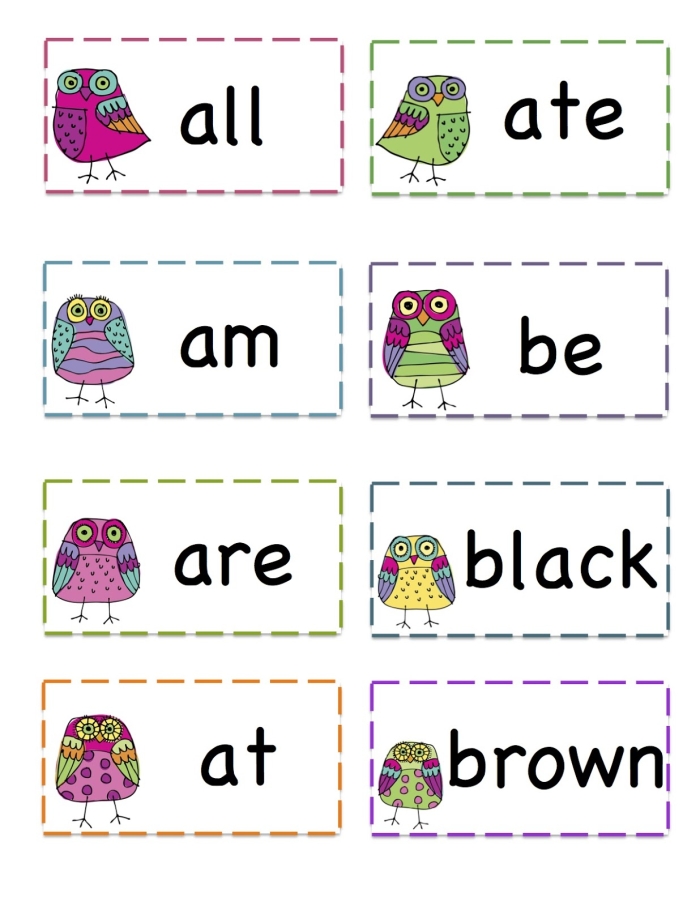 Pre-Kindergarten sight words flash cards featuring words from A to Are for early readers