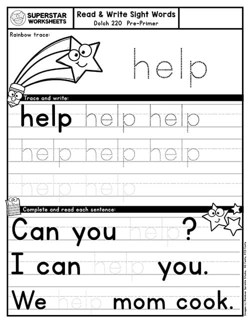 Engaging Writing Sight Words activity for early learners, image 23 Children practicing sight words on a colorful worksheet for Pre-K learners