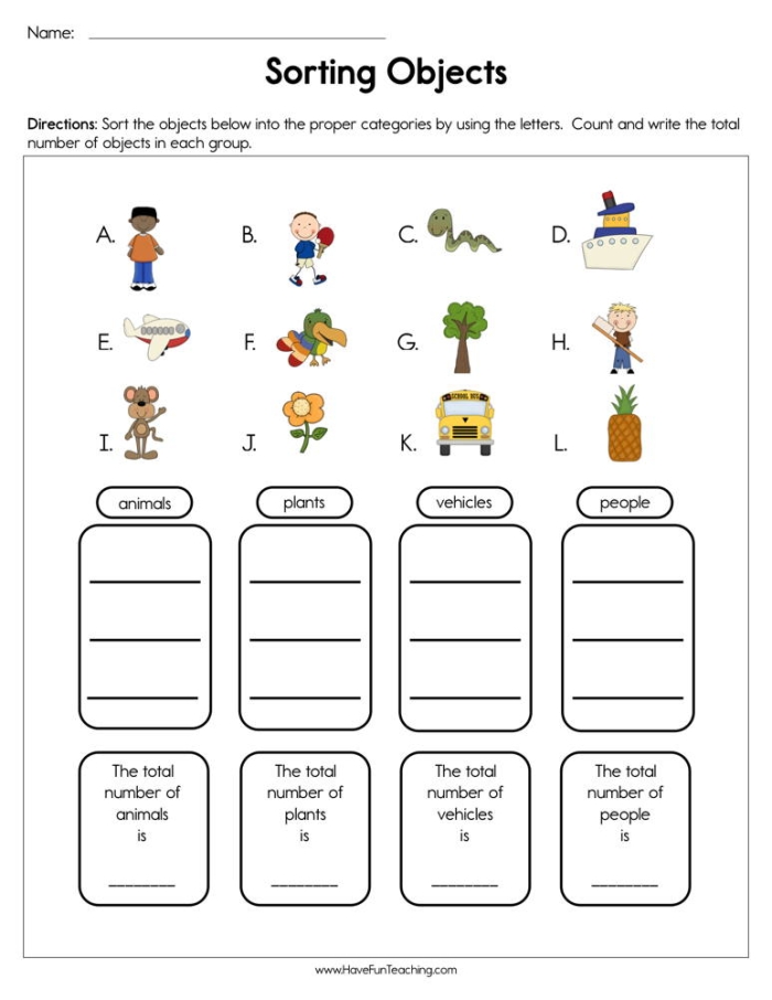 Sort It Out worksheet for evaluating sorting skills in young learners Sorting worksheet for Pre-K students to assess shape and color understanding