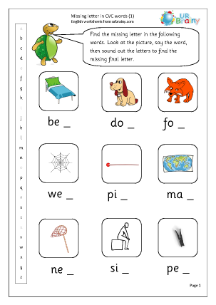 Pre-K phonics worksheet for identifying different beginning sounds in word rows
