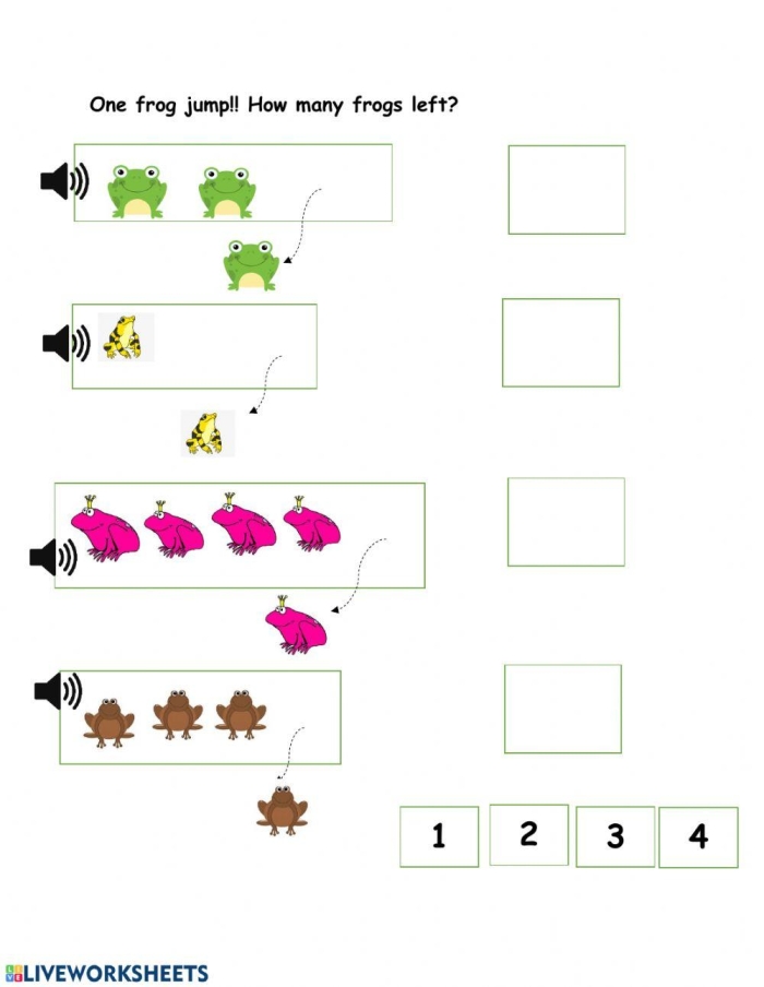 Pre-K students practice subtracting groups of birds and bugs in this spring themed math worksheet