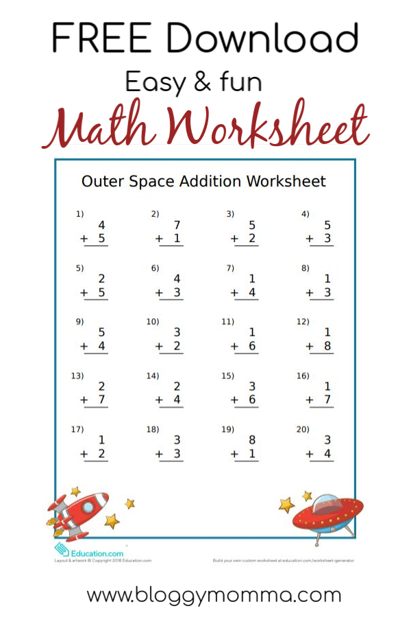 Outer Space Math worksheet designed for Pre-K subtraction practice