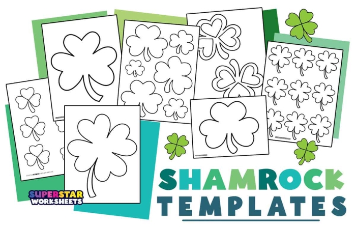 Colorful shamrock worksheet for Pre-K subtraction practice