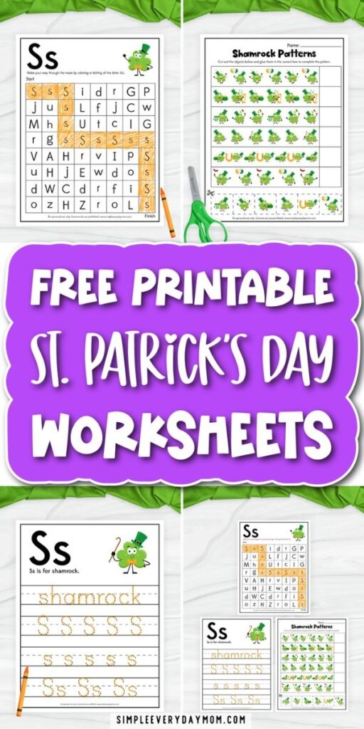 Colorful shamrock worksheet for Pre-K subtraction activities
