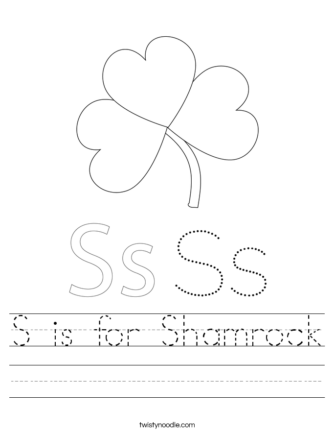Colorful S is for Shamrock worksheet for Pre-K subtraction practice