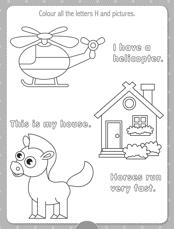 Preschool worksheet featuring T words for children to identify and color