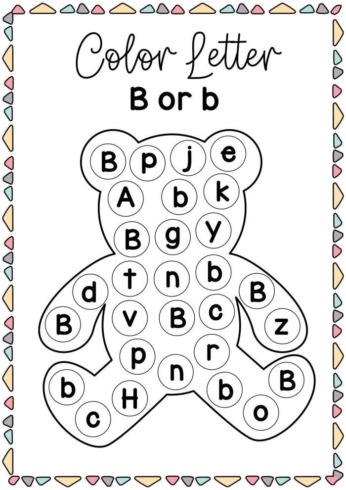 cute teddy bear dot to dot worksheet for practicing ABCs