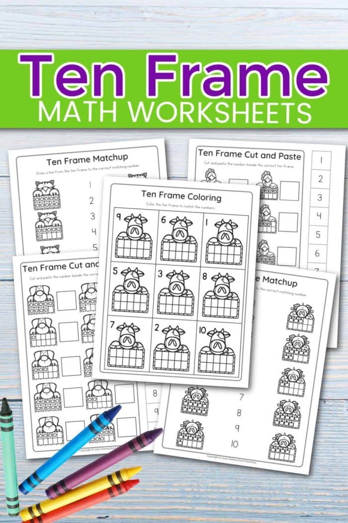 Ten Frame Worksheet for Early Math Skills 18 Pre-K ten frame mat worksheet for counting practice number 18