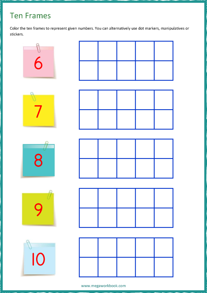 Ten Frame Worksheet Counting Activity for Early Learners Image 8 Pre-K student working on a counting exercise using a ten frame mat worksheet