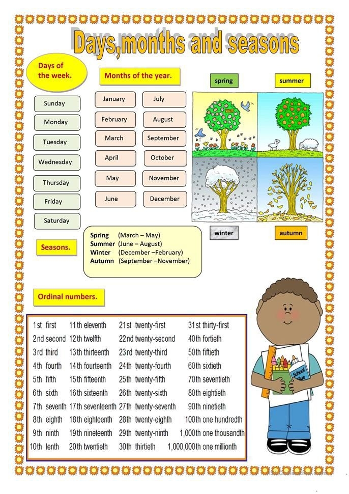 Days, Months, and Seasons Check-In worksheet for Pre-K students to learn about time concepts