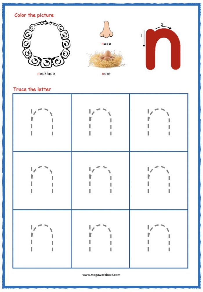 Handwriting practice worksheet for Pre-K students focusing on tracing lowercase letters Tracing worksheet for lowercase letters h, m, and n designed for young learners