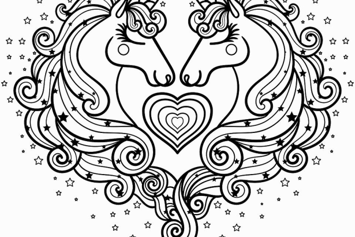 Pre-K unicorn coloring page worksheet for children featuring a magical creature illustration