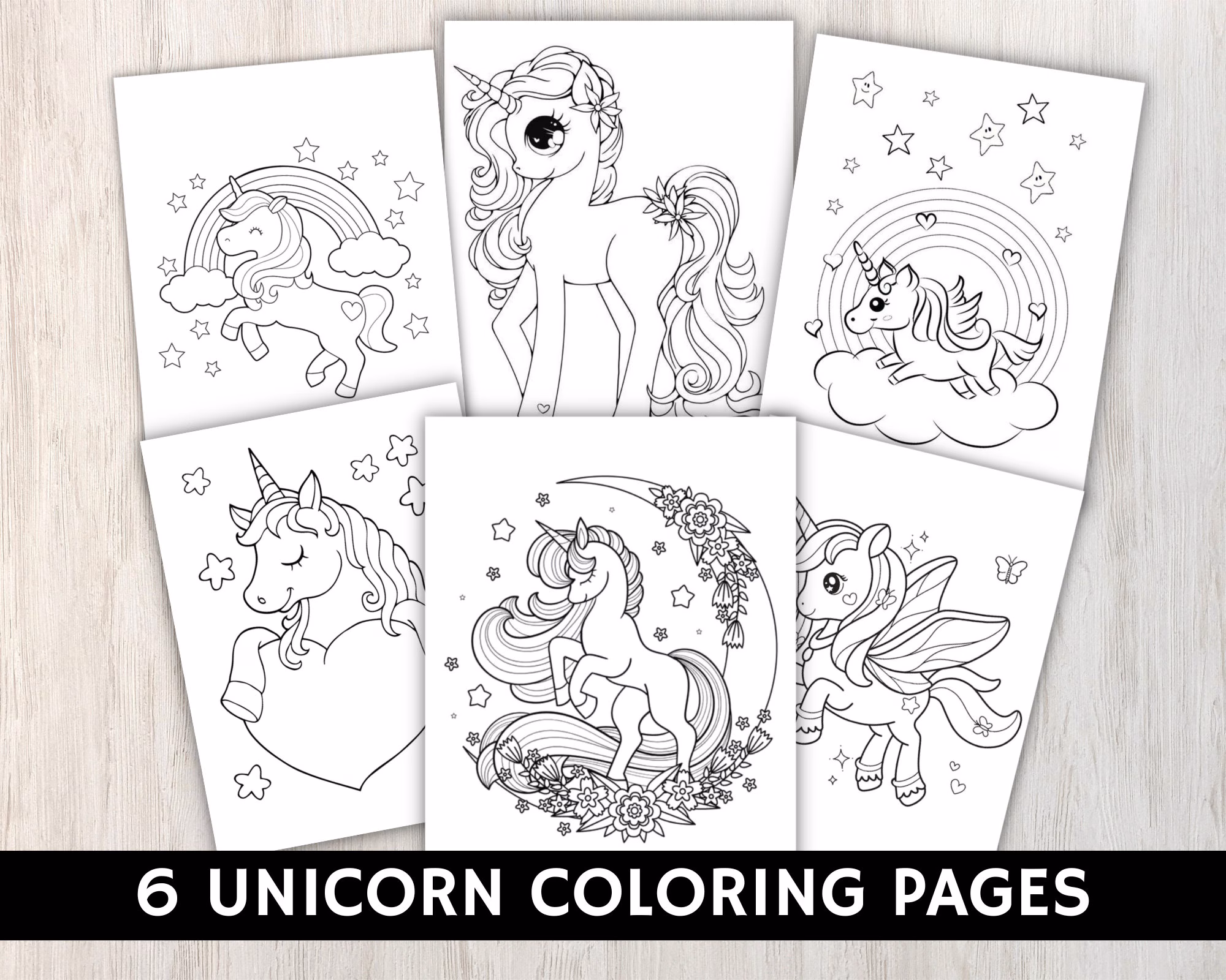 Pre-K student coloring a magical unicorn worksheet page number 23