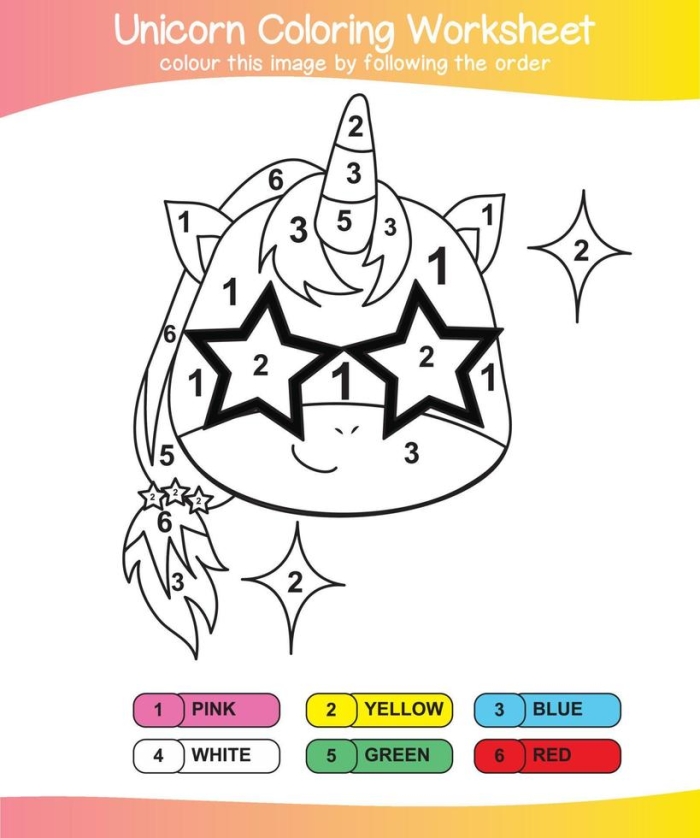 Pre-K unicorn coloring page worksheet for children