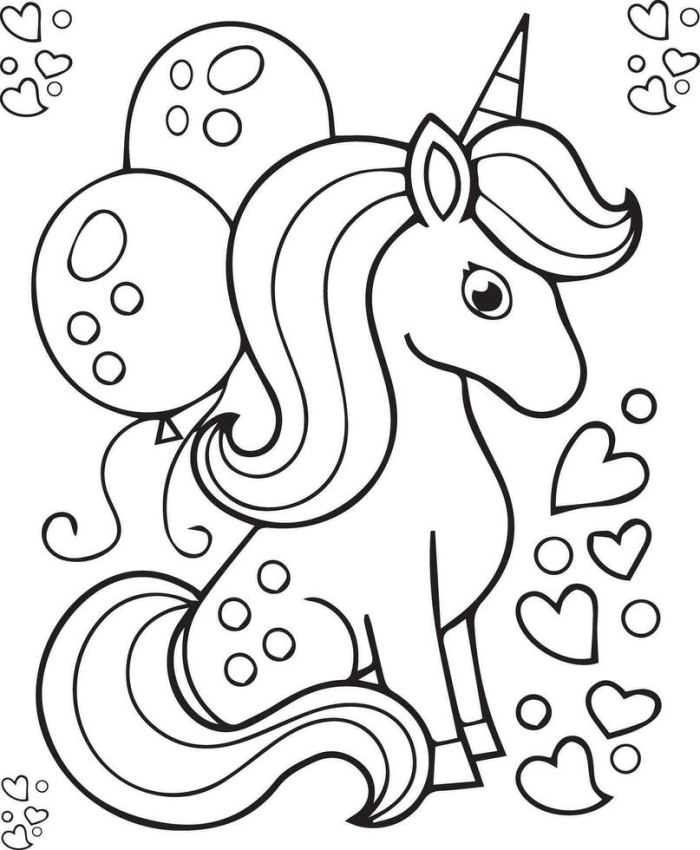 Coloring page featuring a whimsical unicorn for kids to color