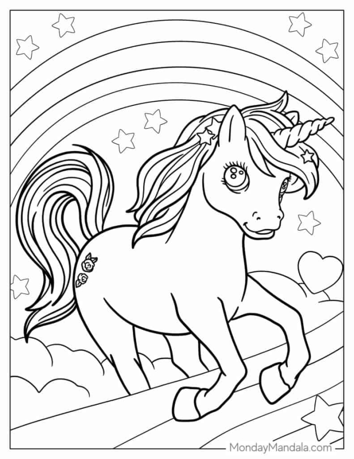 Coloring page featuring a delightful unicorn for Pre-K students to enjoy