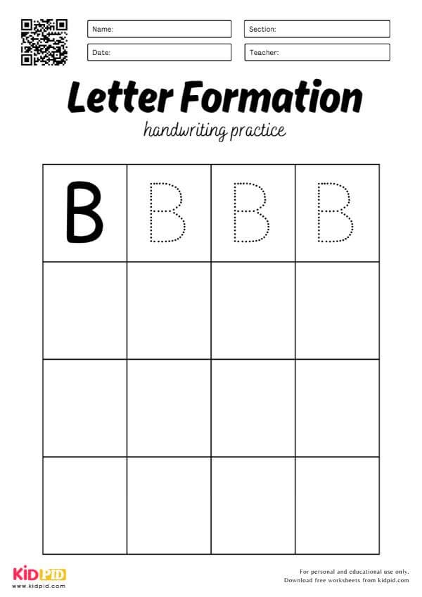 Find the Letter B Uppercase Activity Sheet 4 Pre-K worksheet page featuring a friendly bear helping students find and circle all uppercase B letters
