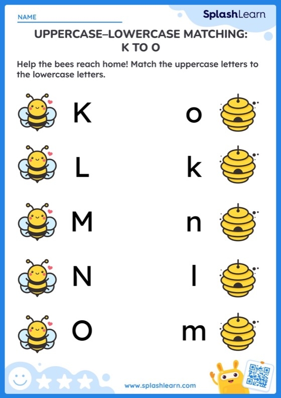 Pre-K worksheet with puzzle pieces for matching uppercase and lowercase letters