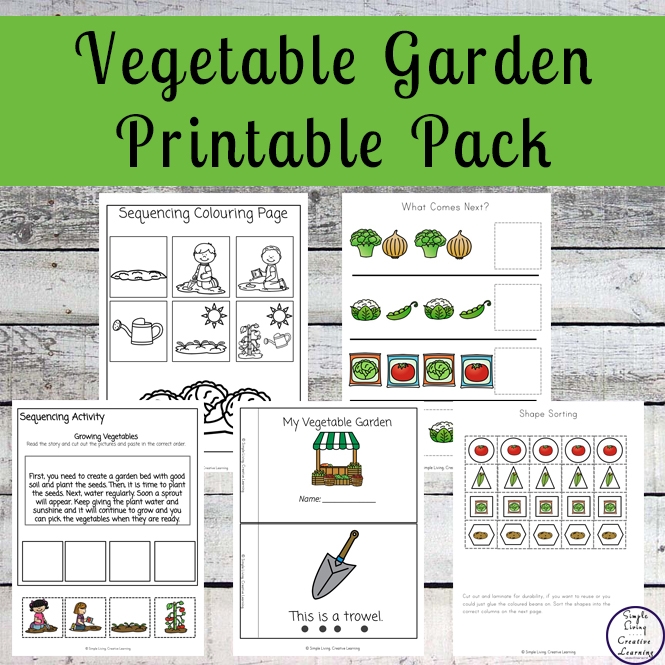 Children engaging with the Plant a Vegetable Garden worksheet, coloring and sorting veggie cutouts. Fun and educational activity for Pre-K life science exploration.