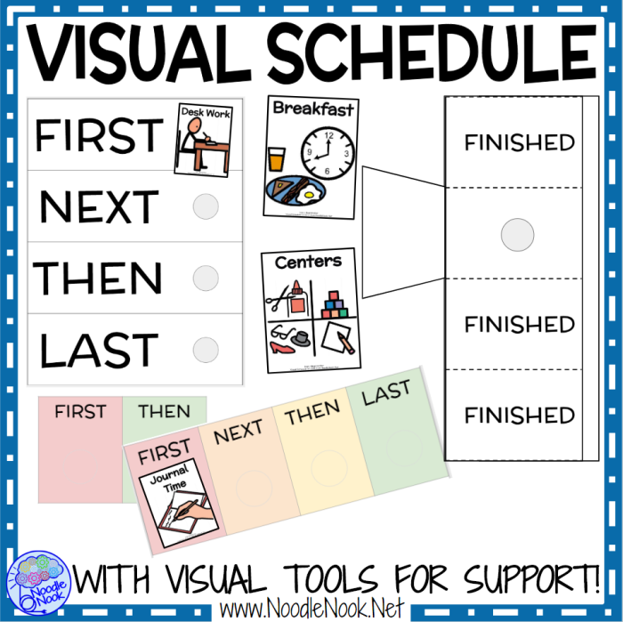 Visual Schedule Template worksheet for Pre-K children to help manage daily activities