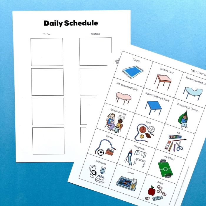 Visual Schedule Template worksheet designed for Pre-K geography students to assist in daily planning