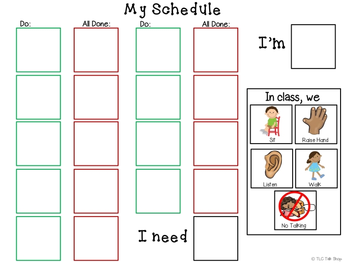 Visual Schedule Template worksheet designed for Pre-K learners to enhance daily organization