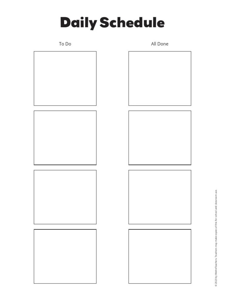 Visual Schedule Template worksheet designed for Pre-K geography learners to help them organize their daily activities. Customizable daily planner for young children to engage in their schedule creation.