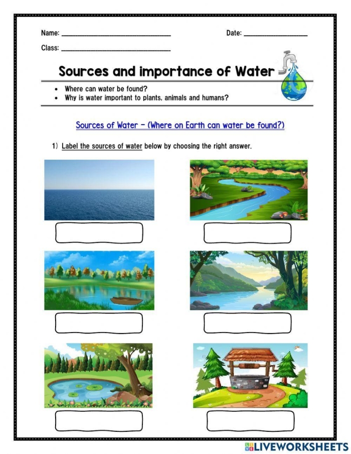 Resource: Water worksheet for learning about word families and reasoning skills Worksheet showcasing various uses of water for kids in Pre-K