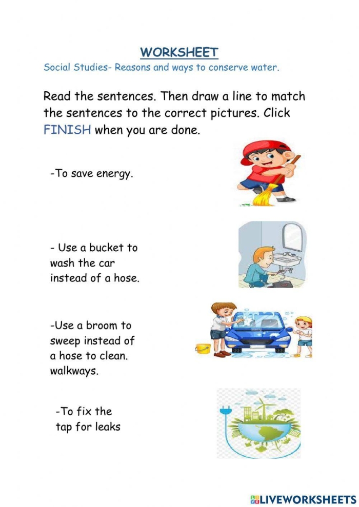 Water worksheet for Pre-K students focusing on word families and reasoning skills Worksheet for kids exploring the uses of water beyond drinking in a Pre-K social studies activity