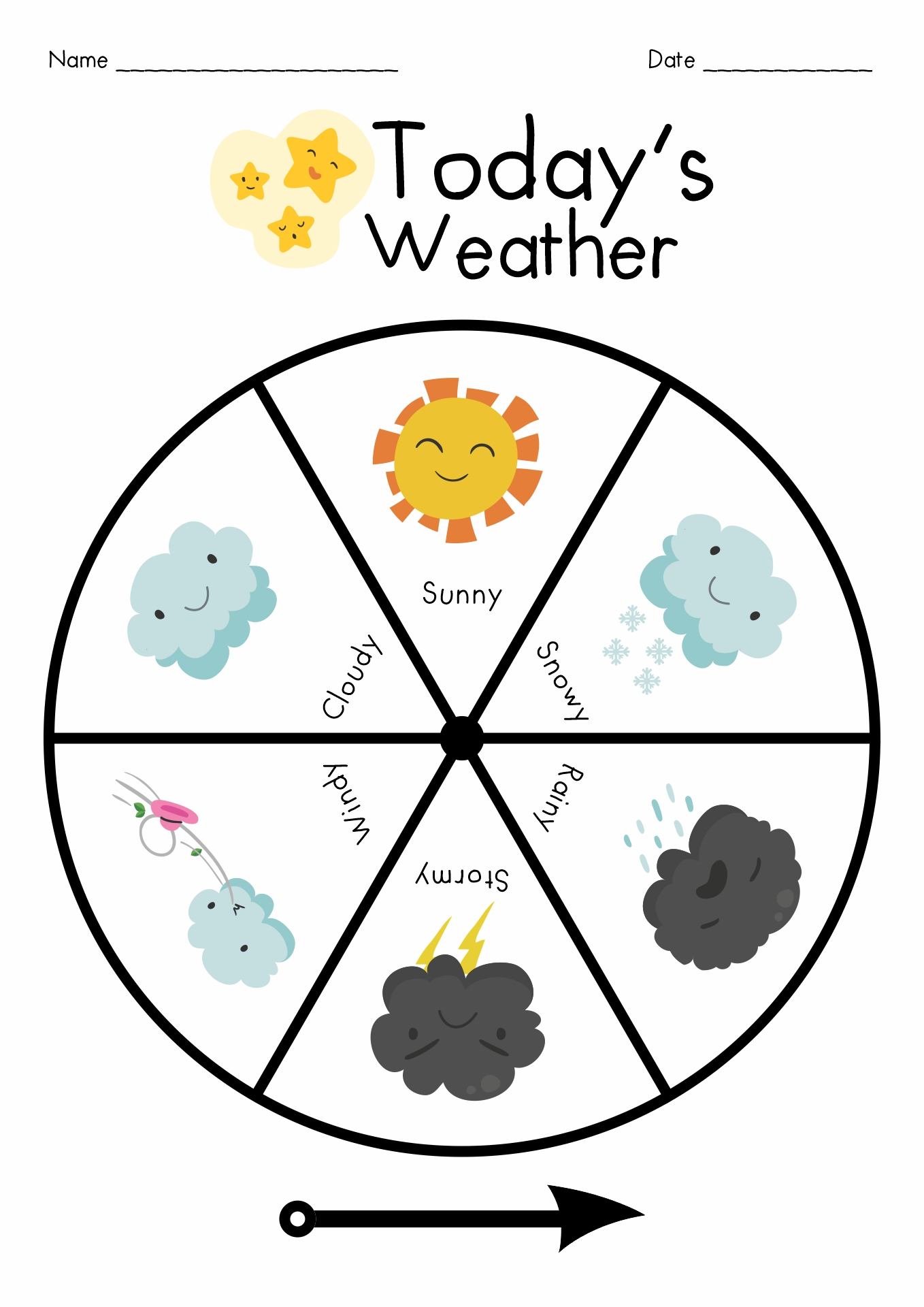 Weather Wheel Worksheet 10 for Preschool Weather Identification Pre-K weather wheel printable worksheet for tracking daily climate changes at home