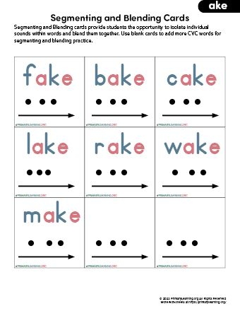 Children engaging with the "-ake" word family worksheet, tracing and identifying words. Worksheet for Pre-K students featuring the "-ake" word family activities.