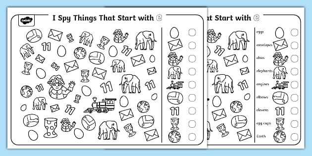 Pre-K worksheet with a picture game to identify objects starting with the letter I