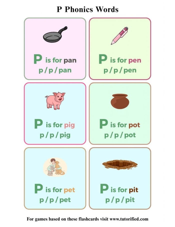Worksheet for identifying items that start with the letter P for Pre-K learners