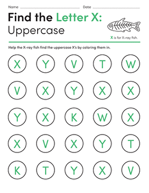 Fun and educational X is for X-Ray Fish coloring activity for young learners X-ray fish worksheet for Pre-K students to color and learn about the alphabet