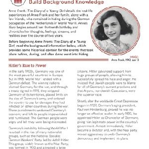 Anticipation guide for engaging students before reading Anne Frank: The Diary of a Young Girl Worksheet for pre-reading activity on Anne Frank's diary for seventh graders