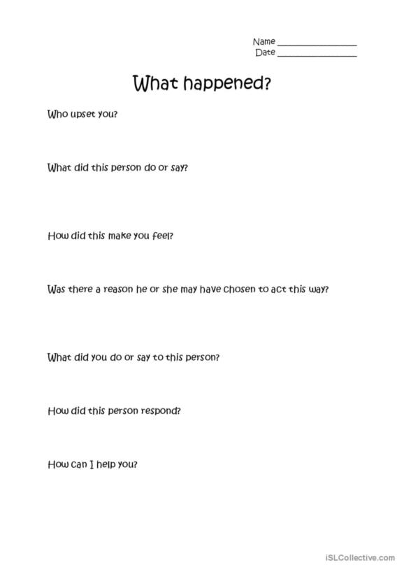 Worksheet for the "What Happened Next?" writing exercise for second graders