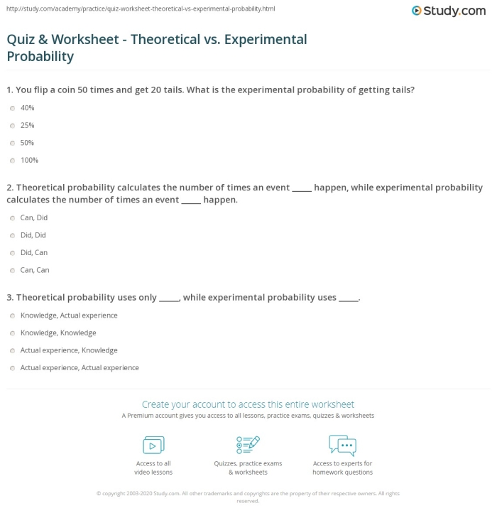 Seventh grade student working on a worksheet about making predictions using theoretical probability