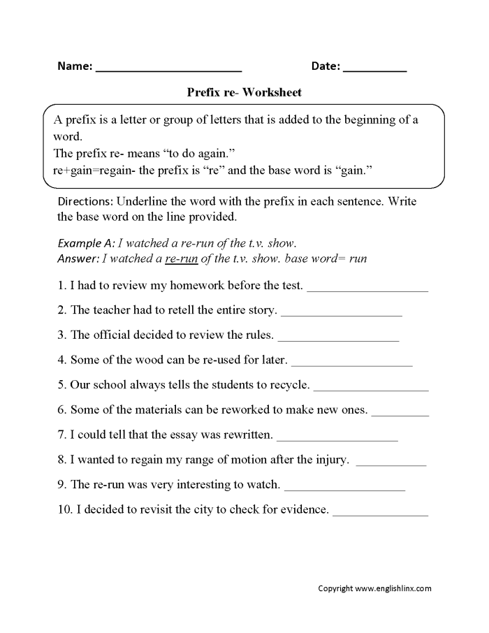 Third grade students matching prefixes to root words on the Prefix Fun! worksheet number 15