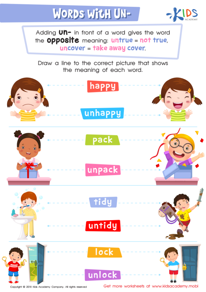 Third grade students practicing prefix word building with dis, re, and un