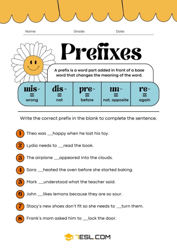 Perfect Prefixes Practice Worksheet for Grade 2 Reading Exercise 3 Second grade student completing a Perfect Prefixes Practice worksheet to identify word meanings