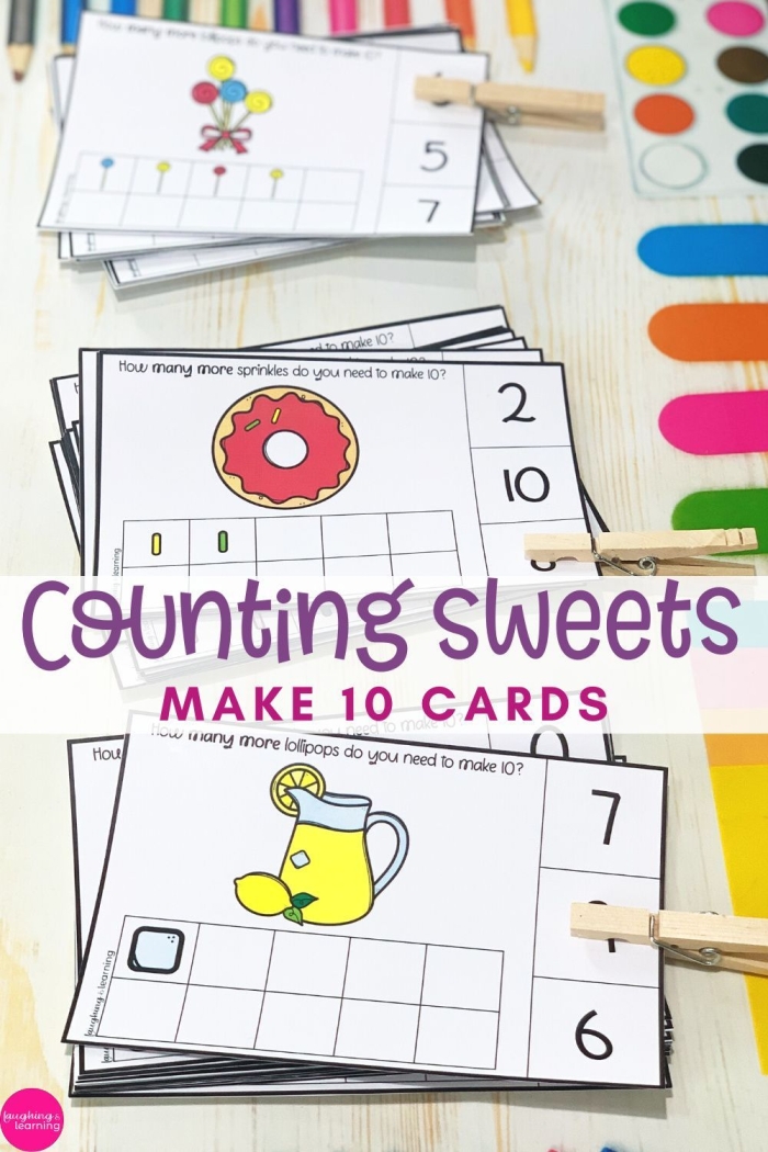 Colorful Counting Cupcakes worksheet for Pre-K students practicing addition