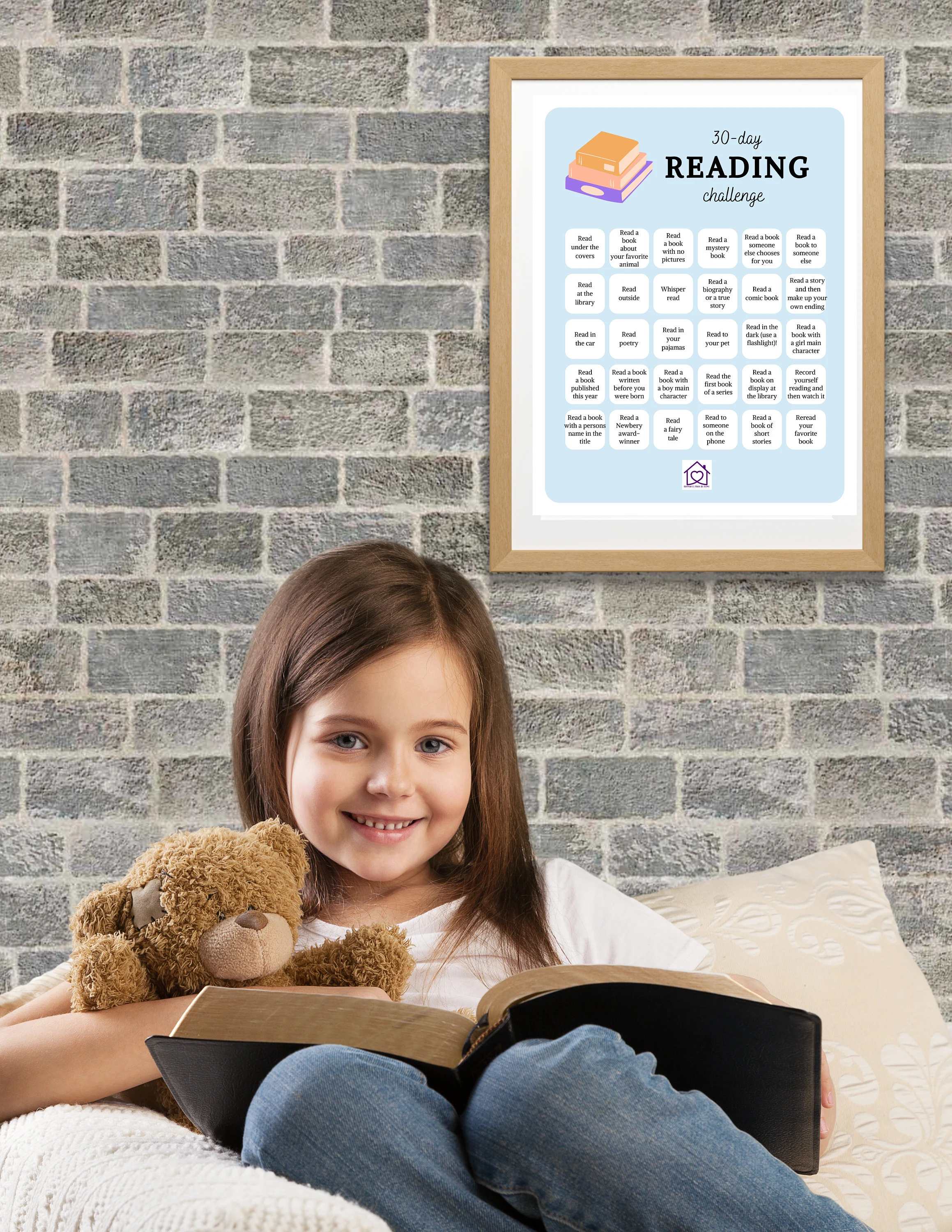 Pre-K 30-day reading challenge worksheet featuring a playful adventure theme for early learners