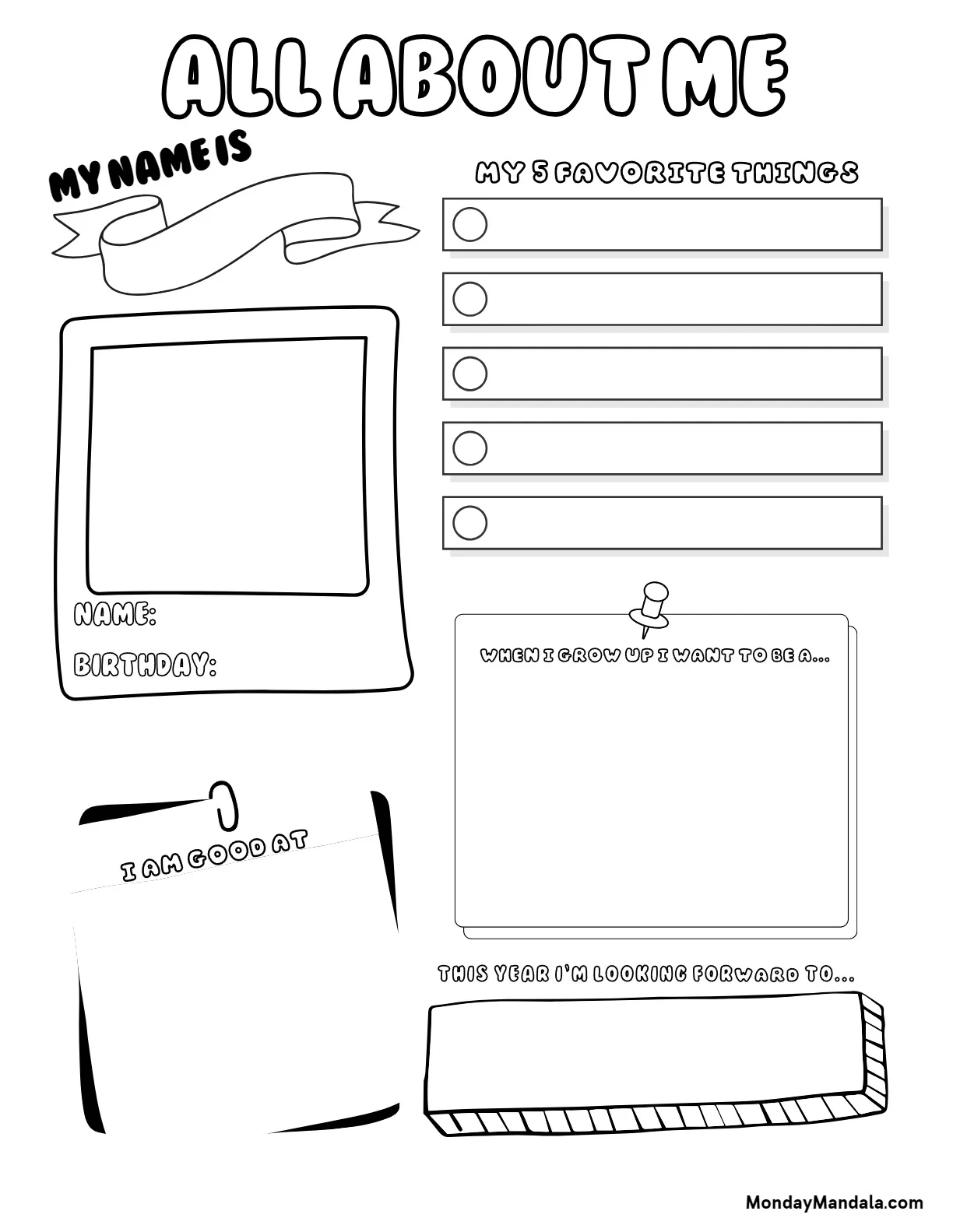 All About Me Report Writing Worksheet for Pre-K 24 Pre-K student completing an All About Me Report handwriting worksheet
