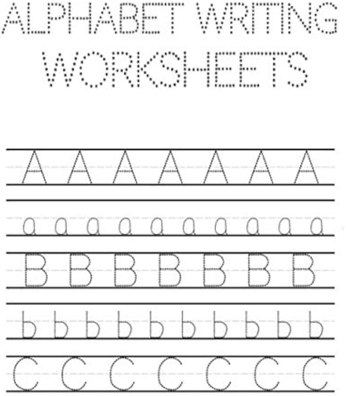Tracing and writing activities for the letter A in a Pre-K worksheet