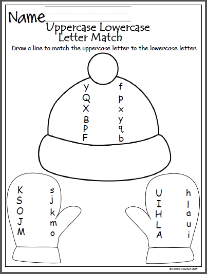 Colorful worksheet featuring a puzzle to match uppercase and lowercase letters