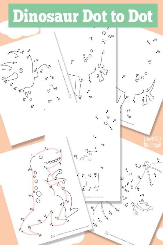 Dinosaur Alphabet Connect the Dots Worksheet for Preschoolers Pre-K dinosaur dot to dot worksheet featuring letters A through Z for alphabet practice