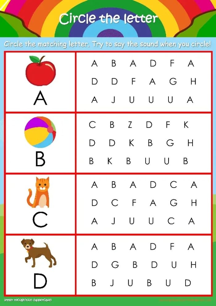 Pre-K alphabet worksheet for matching uppercase and lowercase letters 21