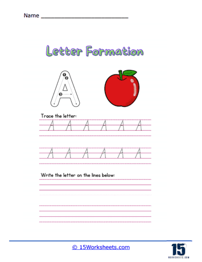 Letter Formation Assessment worksheet for Pre-K students to trace the alphabet