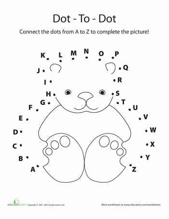 Cute teddy bear dot to dot activity for practicing ABC's in Pre-K