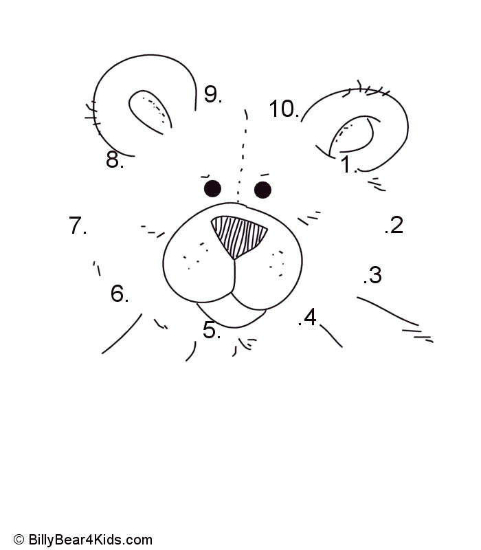 Cute teddy bear dot to dot worksheet for practicing ABCs in Pre-K